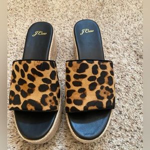 J.Crew leopard print espadrilles wedge size 7.